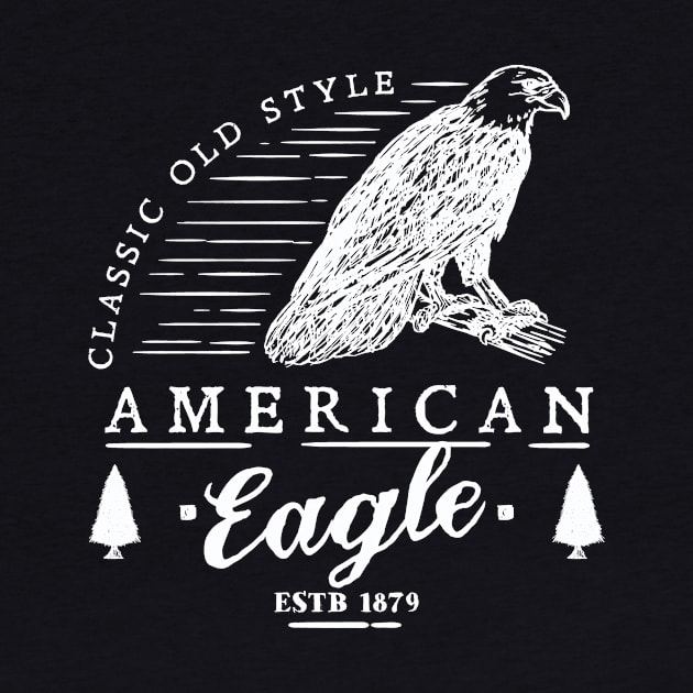 Retro Animal American Eagle White by Rebus28
